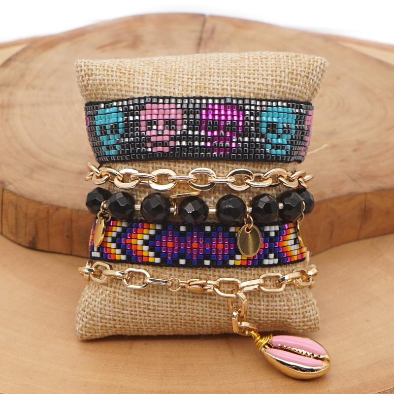 

Charm Bracelets Skull Bracelet Natural Stone Jewelry Gold Color Cuban Link Chain Pulsera Shell Jewellery 2023 Miyuki