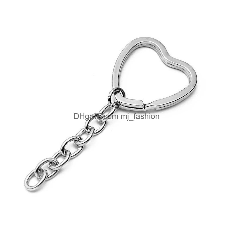 

Key Rings 100Pcs/ Lot Round Heart Shape Keychain Bk Pendants Diy Crafts Jewelry Making Men Women Trendy Casual Drop Delivery Dhvaf