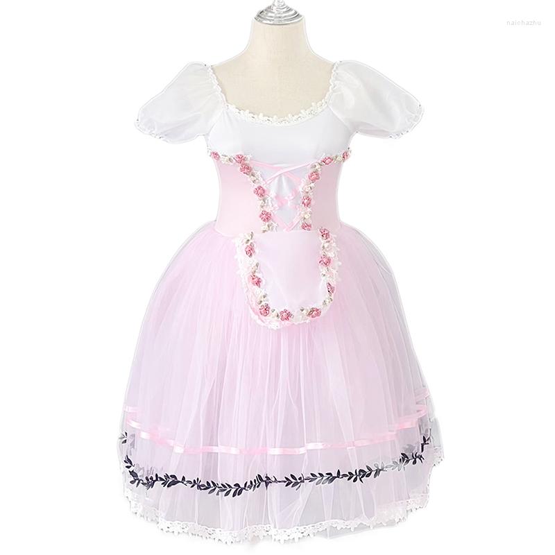 

Stage Wear 2023 Pink Long Dress Ballet Tutu Skirt Swan Lake Sling Girls Professional Performance Costume Vestidos Chica Bailarina