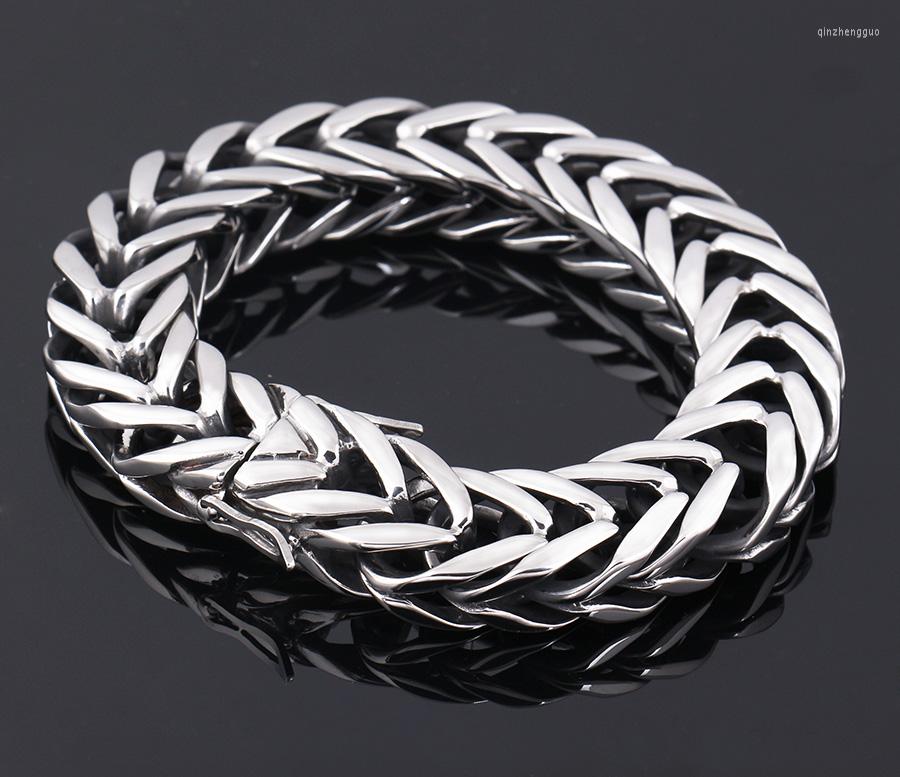 

Link Bracelets Fashion Chain Stainless Steel Bracelet Men Heavy 17MM Wide Mens Wholesale