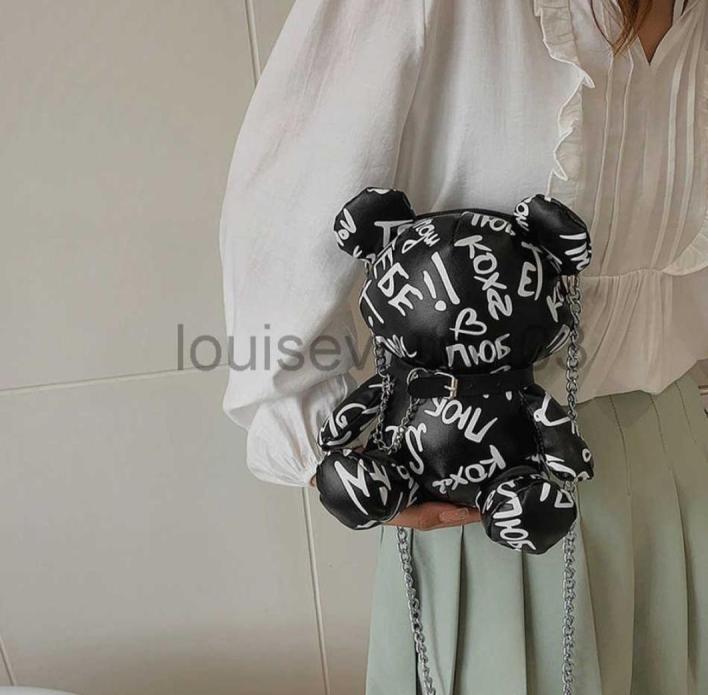 

Designer Cute Bear Bag Tote Shoulder Messenger Handbag Mens Womans Casual Fashion Luxurious Personality Graffiti Fashion Children 3935499, Army green