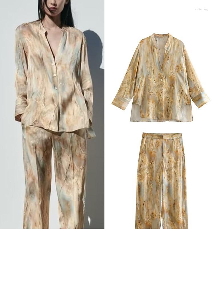 

Women's Blouses Tie Dye Asymmetric Pants Sets Shirts Set High Waist Straight Trousers Suit 2023 Spring Summer Women 2 Pieces, Top