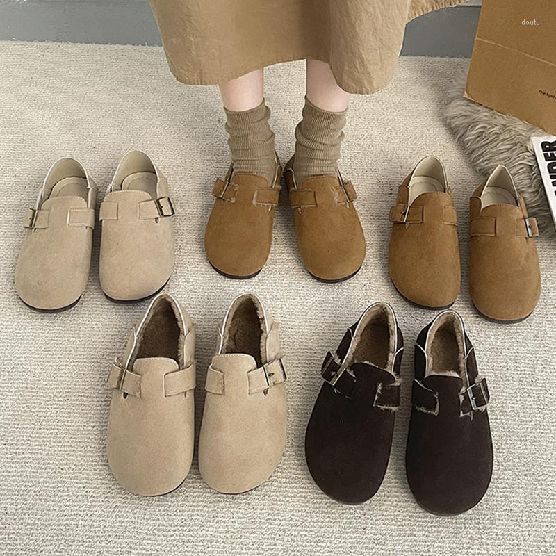 

Slippers Shoes Soft Slipers Women Winter Footwear Flock PU Beige Heeled Sandals Comfort 2023 Flat Black Basic Retro Plush Solid