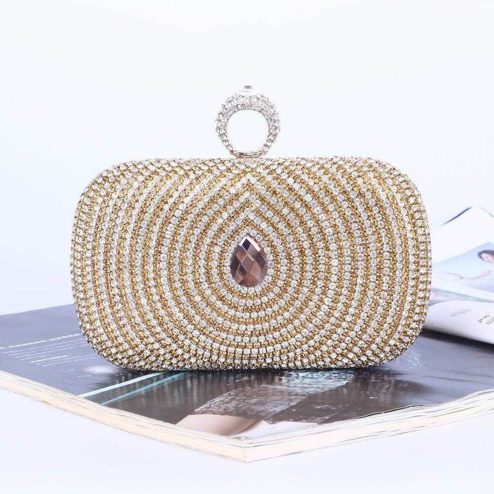 

Crystal Dinner Bag Quality Diamond Phoenix Eye Evening Bride Bridesmaid, Gold2