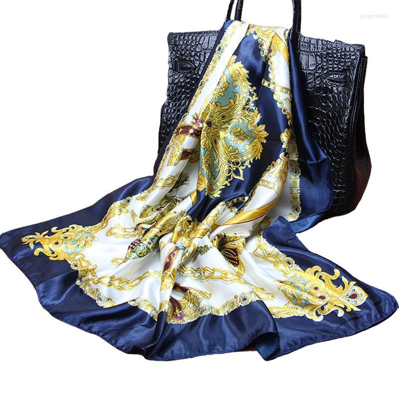 

Scarves Square Lmitated Tippet Silk Scarf 90x90cm Women Satin Pashmina Fashion Polyester Ladies Shawls And FJ001