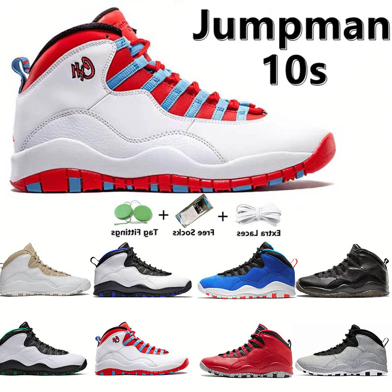 

Jumpman 10 Men women Sports Shoes Black out Chicago Seattle Westbrook basketball shoes Huarache Light Cement Outdoor Sneakers US 7-13, Bulls over broadway