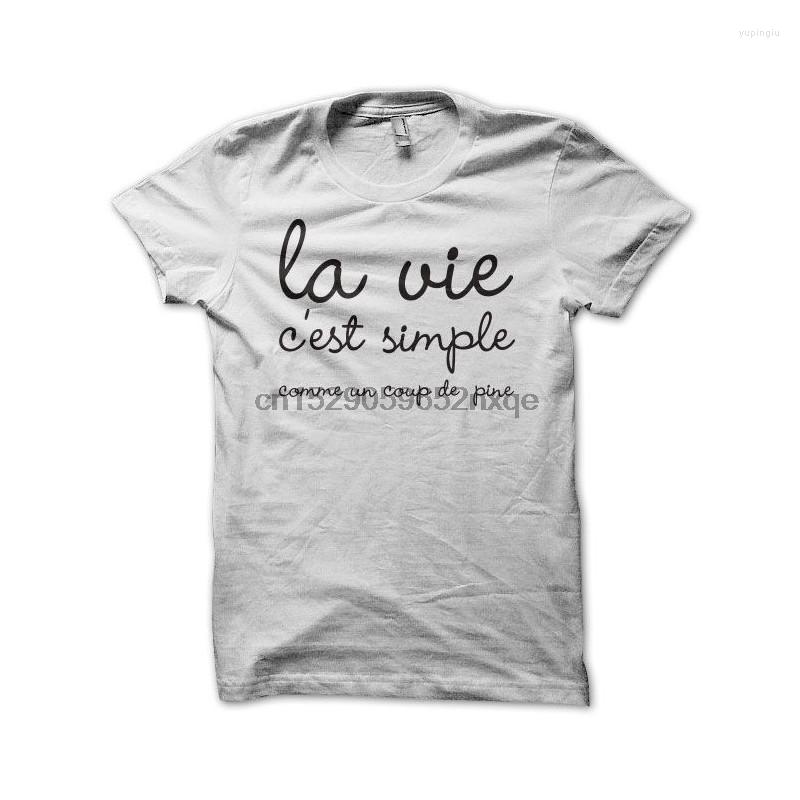 

Men' T Shirts Men Shirt T-shirt La Vie Cest Simple Un Coup De Pine White Tshirts Women, Men-darkpurple