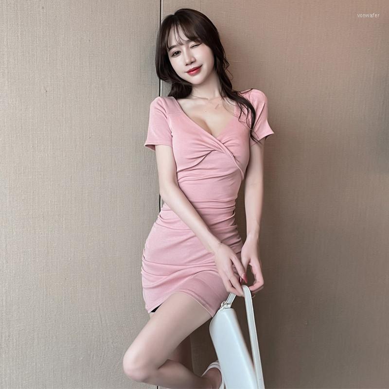 

Casual Dresses ZC3089 Summer 2023 Women Fashion Sexy V Collar Show Slim Drape Temperament Package Hip Dress Wholesale, Black