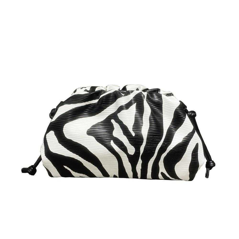 

Womens Bag Clip Pleated Cloud Zebra Pattern Shoulder Messenger Small Hand Holding Dinner, Zebra print large