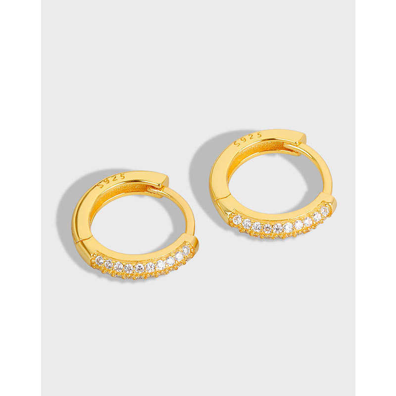 

PED117 circular diamond inlaid personalized fashion pure silver earrings and earrings for women