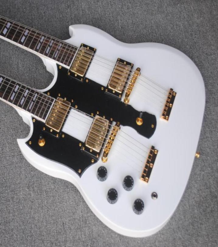 

Rare Left Handed 12 6 Strings 1275 Double Neck Alpine White Electric Guitar Gold Hardware Claw Tailpiece Split parallelogram i3479282