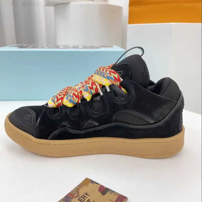 

New Designer Shoes Men Women Laceup Extraordinary Sneaker Bread Shoes Embossed Leather Curb Sneakers Size 35-46, 22