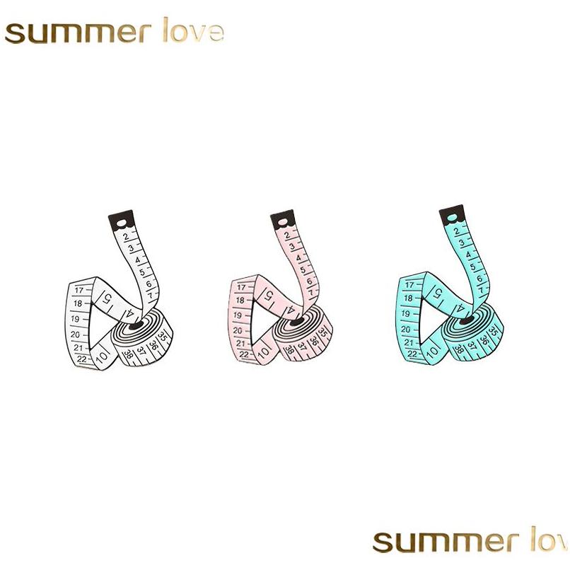 

Pins Brooches Measuring Tape Enamel Pin Badges Lapel Pins Sewing Tool 3 Color Blue White Pink Jewelry Gift Bag Hats Accessorie Drop Dhpmx