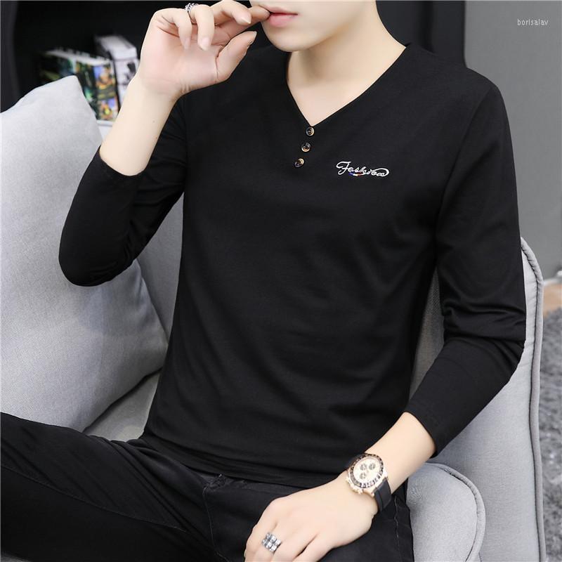 

Men's T Shirts Shirt Men Spring T-shirt Cotton Long-sleeved Tshirt Fashion Black White Gray