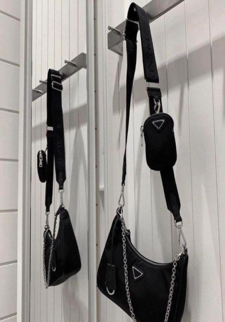 

7 Colors 2022 Three Piece Set Women Bags Style Nylon Casual Handbags Fashion Female Messenger Shoulder Bags Ladies Cross body C8174344, Burgundy