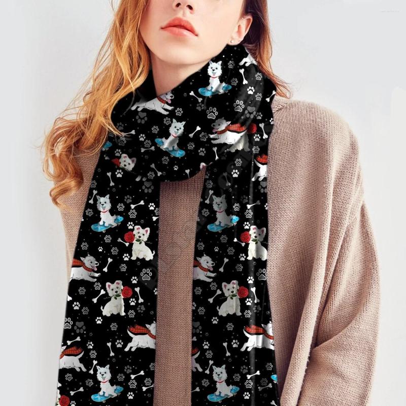 

Scarves Cute West Highland White Terrier 3D Printed Imitation Cashmere Scarf Autumn And Winter Thickening Warm Shawl