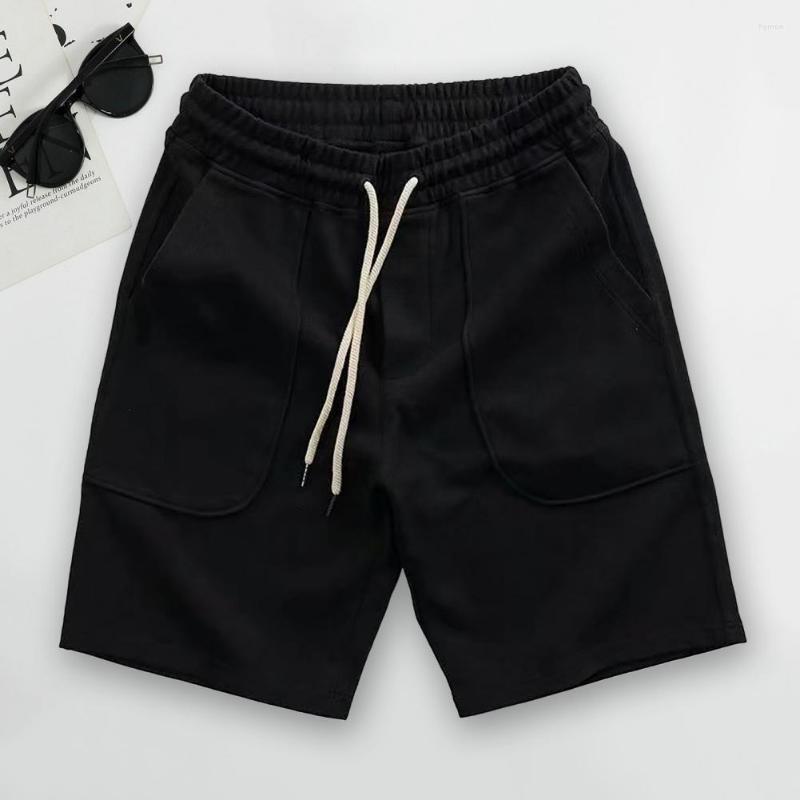 

Men's Shorts Men Summer Elastic Waist Loose Drawstring Sport Cooling Solid Color Breathable Beach Men's Clothing, Black