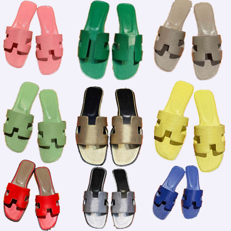 

2023 Sandales Famous Designer Sandals Genuine Leather For Women Slippers Luxury Flat Coach Slides Ladies Summer Beach Sandal Party Wedding Oran Slipper, Peach