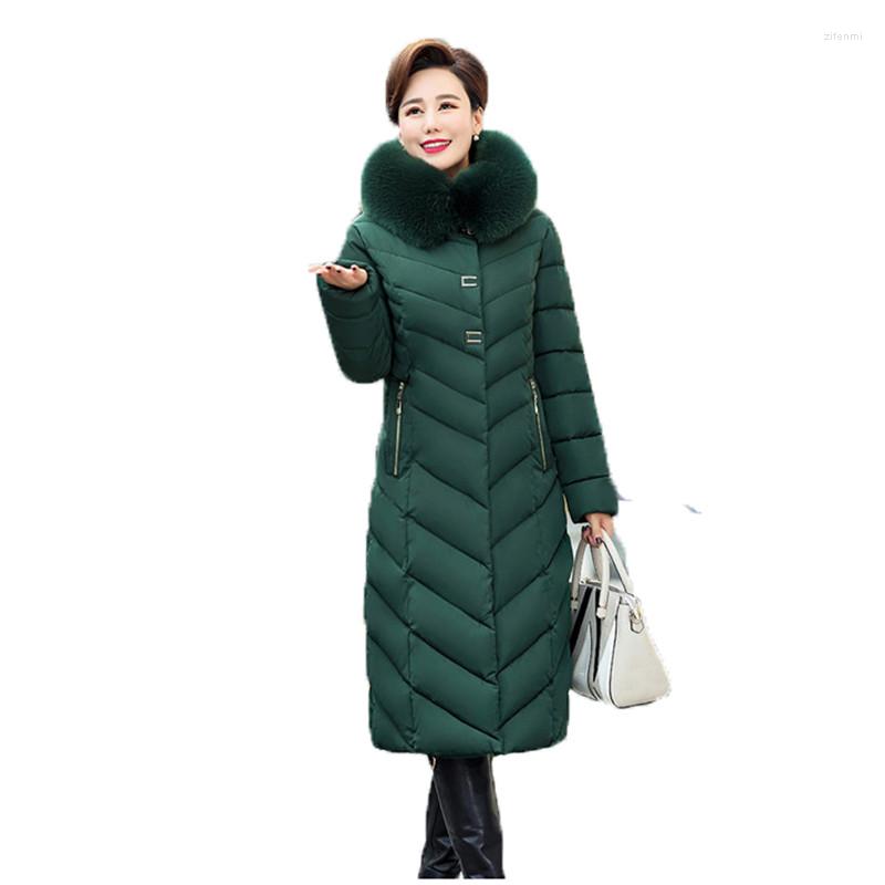 

Women's Trench Coats Hooded Long Parka Coat Women Black Wine Red Blue Warmth Clothing 019 Winter Leisure Fashion Down Cotton JD720