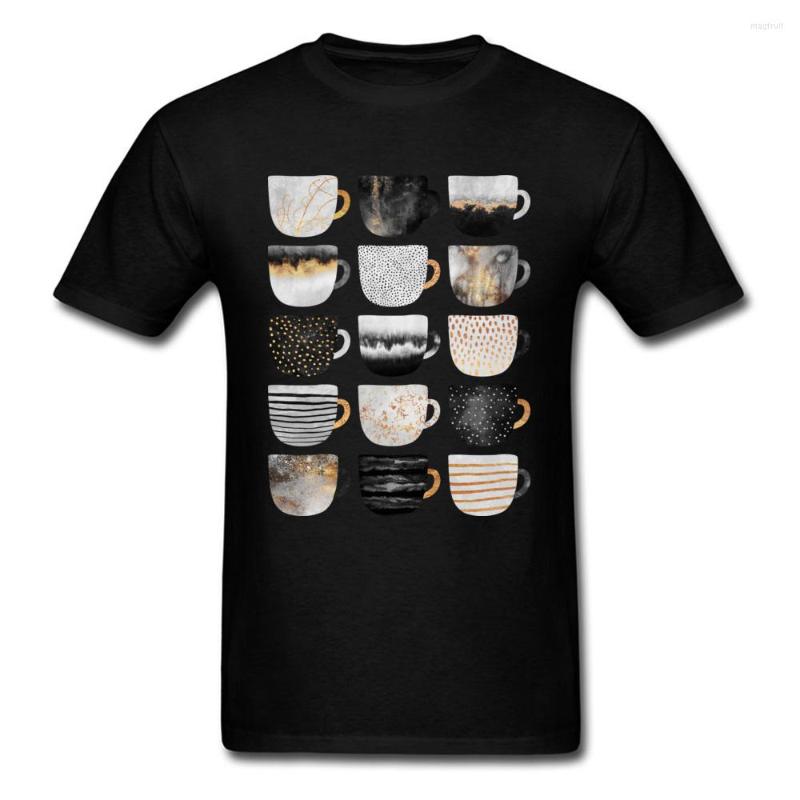 

Men's T Shirts Crewneck Shirt Pretty Coffee Cups 3D Tshirt Mens T-shirts Cotton Fabric Casual Tops Tees High Quality Clothes Black, Camel