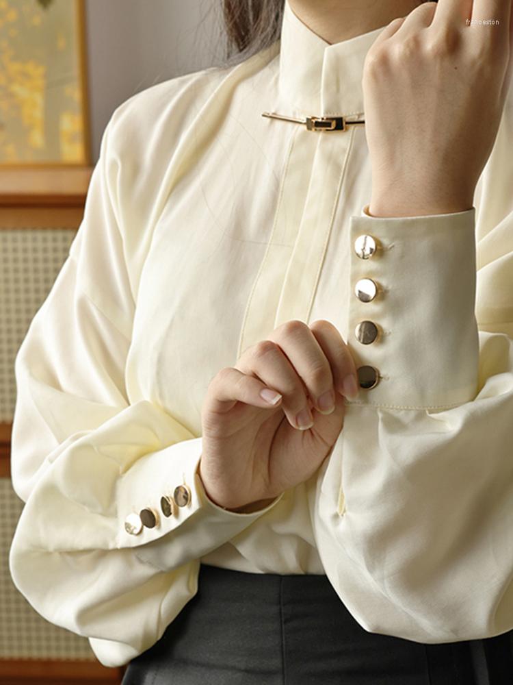 

Women' Blouses 2023 Elegant Autumn Vintage Satin Silk Women Shirt Turn Down Collar Woman Blouse Long Sleeve Ladies Shirts Tops, Skirt