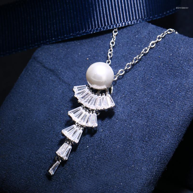

Chains Bohemian Style Tassel Zirconia Necklace Luxury Fashion Shell Beads Wedding Bridal Collarbone Jewelry Accessories