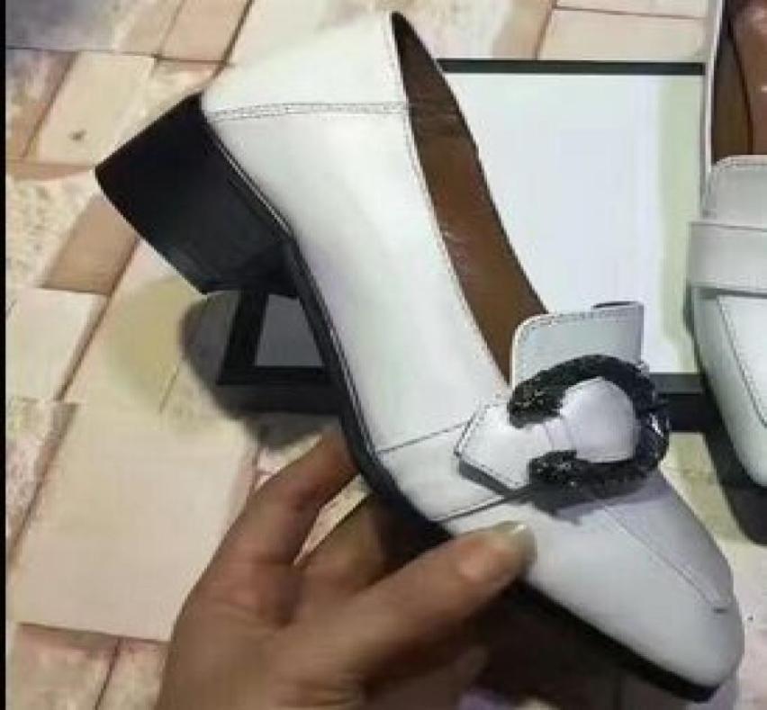 

TOP QUALITY u713 40 genuine leather buckle 2ways slides med heels mules shoes work fashion g white black9616607
