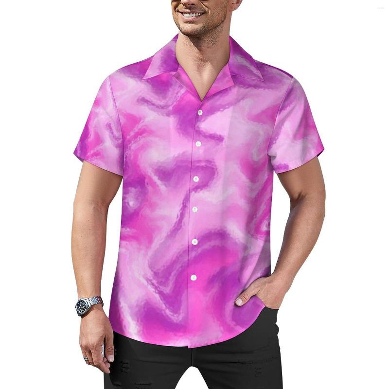 

Men' Casual Shirts Abstract Tie Dye Loose Shirt Male Beach White Pink Purple Design Custom Short Sleeve Streetwear Oversized Blouses, Style-9