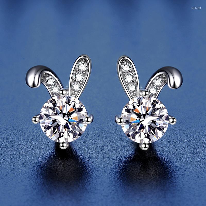 

Stud Earrings S925 Sterling Silver Jewelry Exquisite Full Diamond Moissanite Women's Small Design Sense Summer Gift