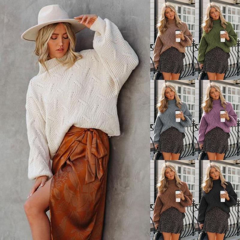 

Women' Sweaters 2023 Fashion Solid Color Ladies Turtleneck Sweater Winter Warm Women' String Knitwear Casual Street Loose Pullover, Purple