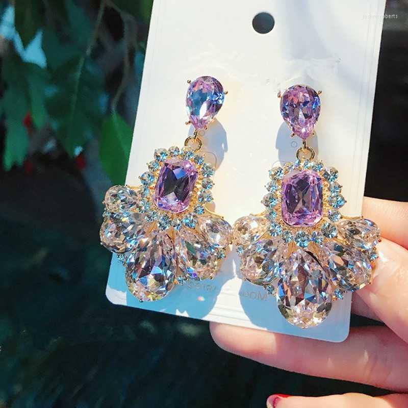 

Dangle Earrings Bohemia Amethyst Crystal Drop Geometric Rhinestones For Women Jewelry Party Gift