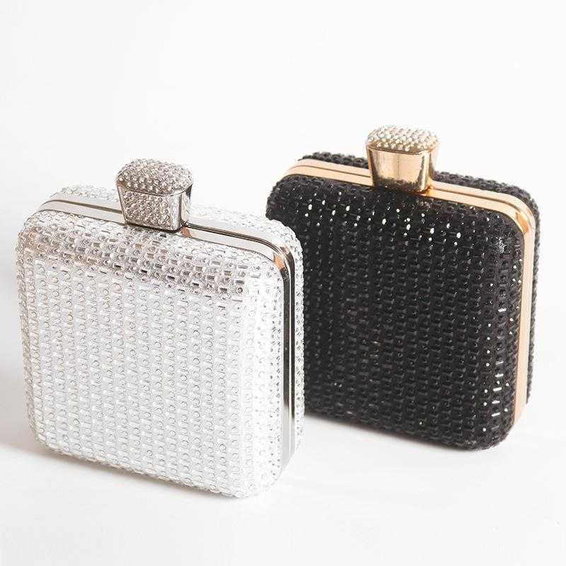 

Summer Square Bags Diamond Clutch Banquet Chain Mini Female Advanced Exquisite Dinner Bag Dress, Tw059 black