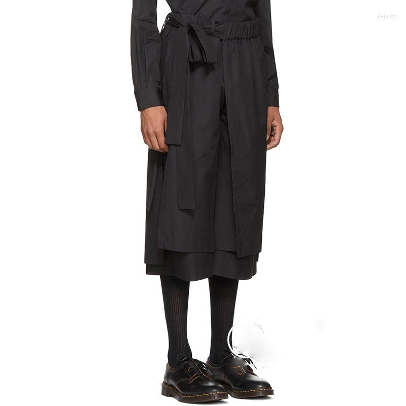 

Men' Pants Men' Wide Leg Spring And Summer Personality Double-Layer Design Hip Hop Street Casual Loose Large Size Cropped, Black