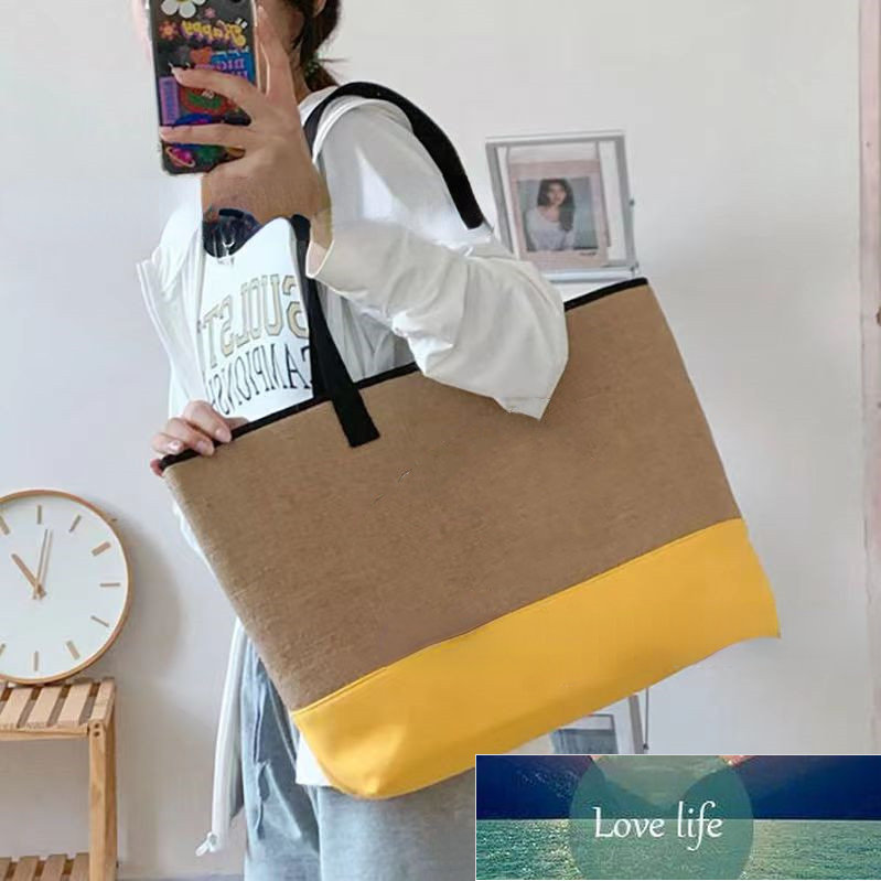 

Summer Simple Large Capacity Shopping Bag All-Match Stitching Straw Bag Women's Shoulder Bags, Aspic