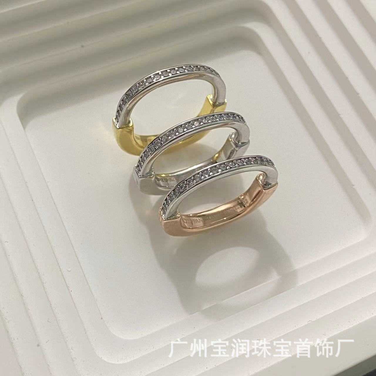 

high-quality Lock Ring Tiffay s925 Silver Minimalist ins Premium 18k Rose Gold