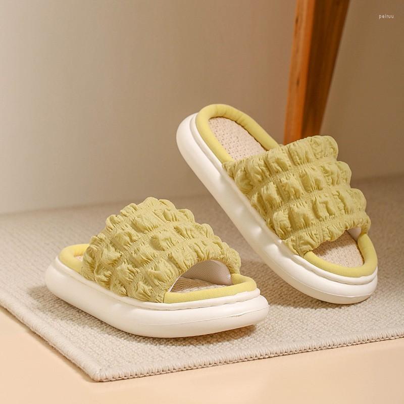 

Slippers Summer Women's Cute Linen Home Thick Sole Spring And Autumn Cotton Wl-d035, Apple green