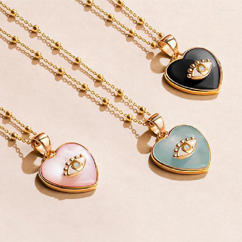 

Pendant Necklaces Devil's Eye Clavicle Chain Girls Stainless Steel Necklace Personalized Heart For Women Luxury Jewelry Gifts