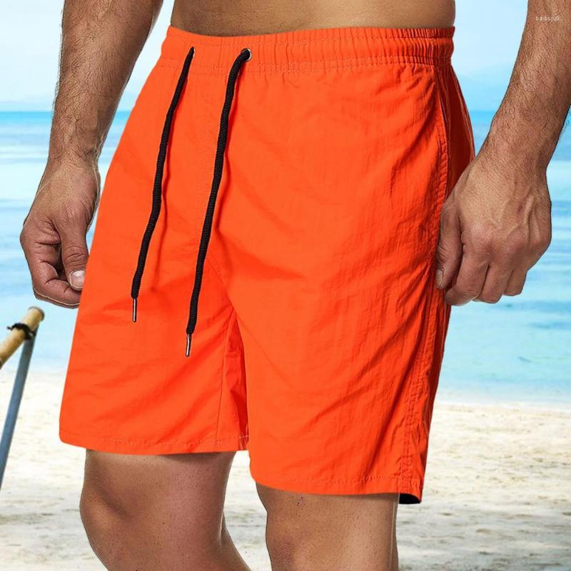 

Men's Shorts Drawstring Men Beach Summer Casual Fitness Sweatpants Gym Workout Quick Dry Swimming Sport, Orange