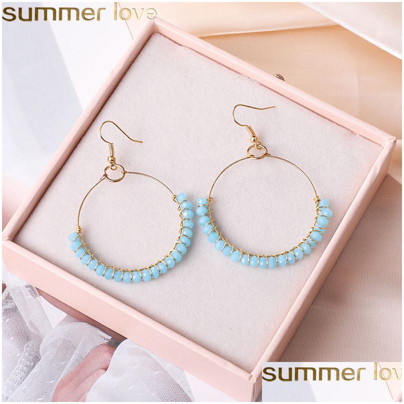 

Hoop Huggie Bohemian Round Circle Beads Earrings Fashion Handmade Gold Color Big Earing For Women Party Holiday Jewelry Dr Dhwcv
