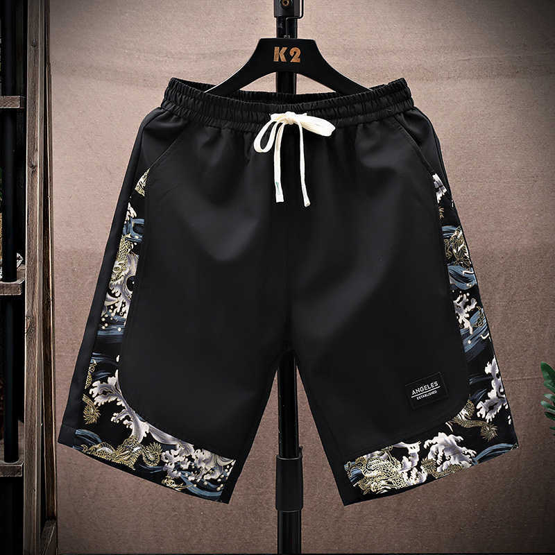 

China-Chic Printed Sports Shorts Men's Summer Fashion Wear Chinese Loose Versatile Large Casual CaprisA7F7, Li 831 gray