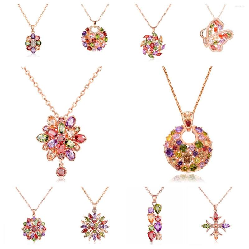 

Pendant Necklaces CANPEL Trendy Multicolor Crystal Necklace Cubic Zirconia Wedding Elegant Bridal For Women Choker