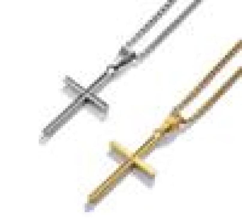 

Fashion Charm Mens 18k Gold Cross Pendant Necklaces Hip Hop Jewelry Stainless Steel Chain Men Silver Necklace For Women Gifts9989991