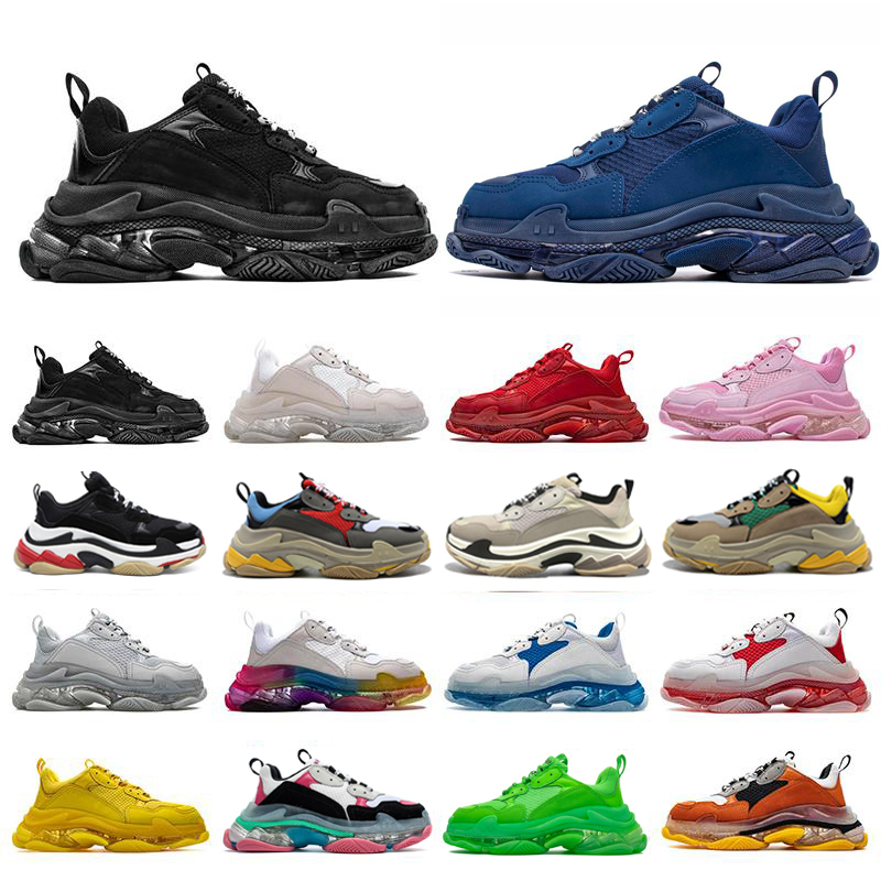 

triple s sneakers for men women designer shoes mens trainers luxury Black White Beige Teal Blue Bred Red Pink clear sole platform Tennis, Item#15