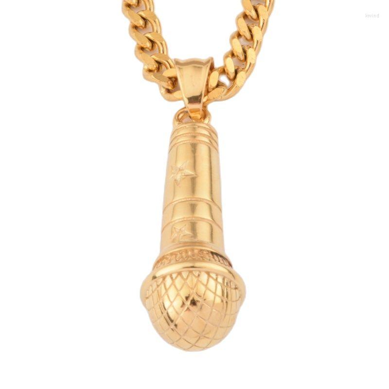

Pendant Necklaces 2023 Hip Hop Chain Rock Punk Microphone Chokers Neckla & Women/men Stainless Steel Gold-color Jewelry CAGF0052