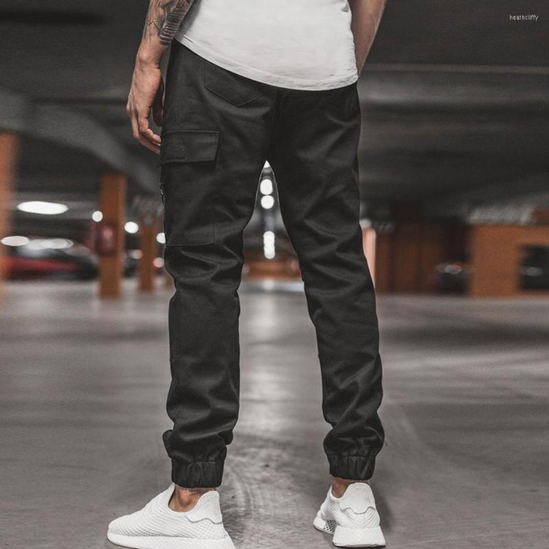 

Men's Pants Fashion Casual Trousers Soft Men Multiple Pockets Solid Color Jogger Sports Wear-resistant, Black