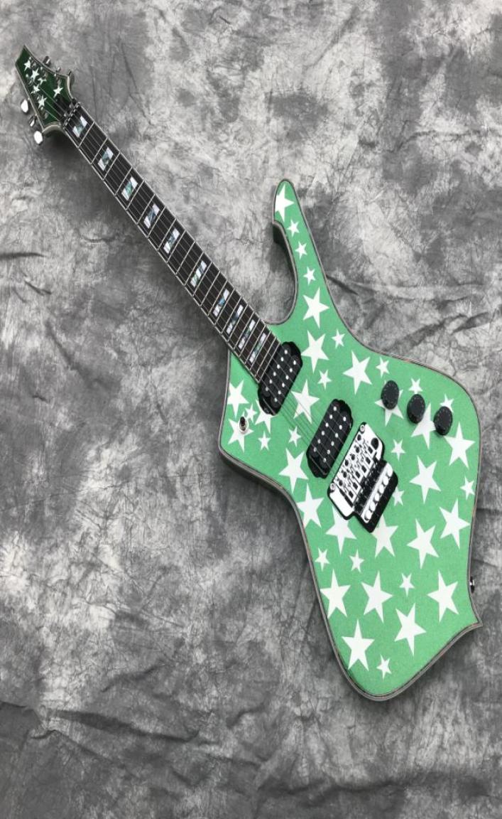 

White Zombie Jay Yuenger ICJ100WZ Iceman Galactic Electric Guitar Metallic Purple Green Silver Star Top Floyd Rose Tremolo Brid2122395