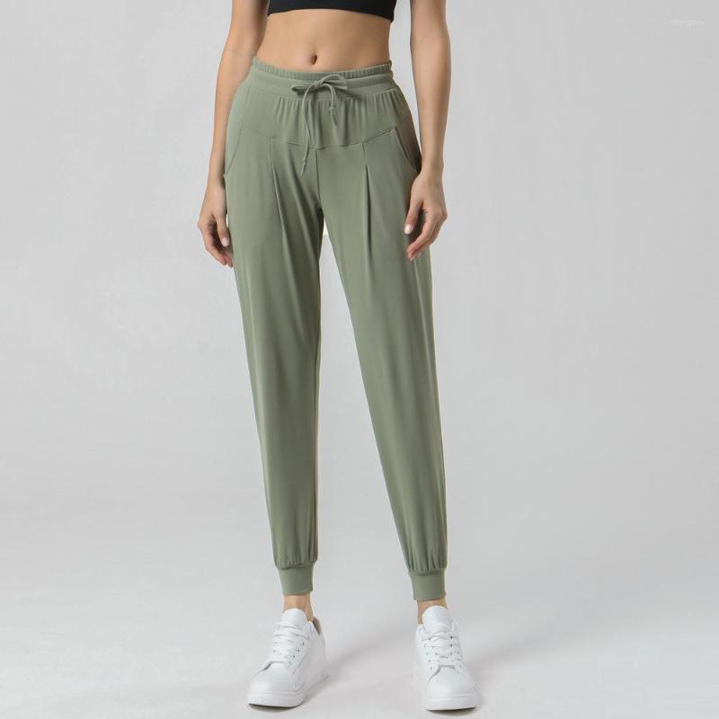 

Active Pants NWT 2023 Sport Joggers Women Side Pockets Drawstring Pant High Waist Sports Tight Leggings Super Quality Stretch Fabric, Min green