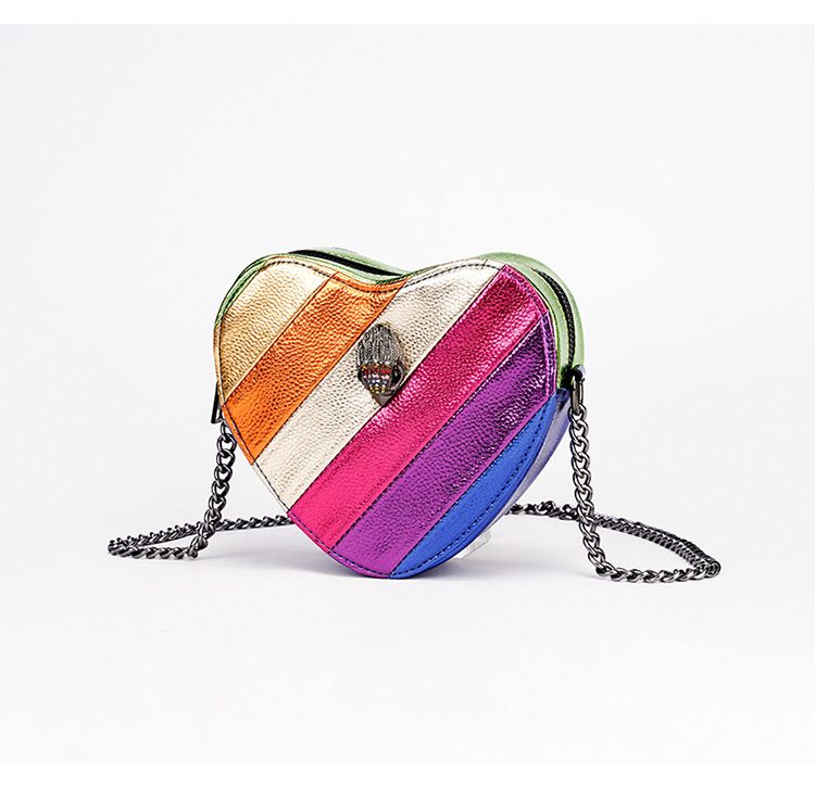 

Women's bag colliding with colorful rainbow panels chain cross-body bag owl bird head shoulder bag, Camouflage