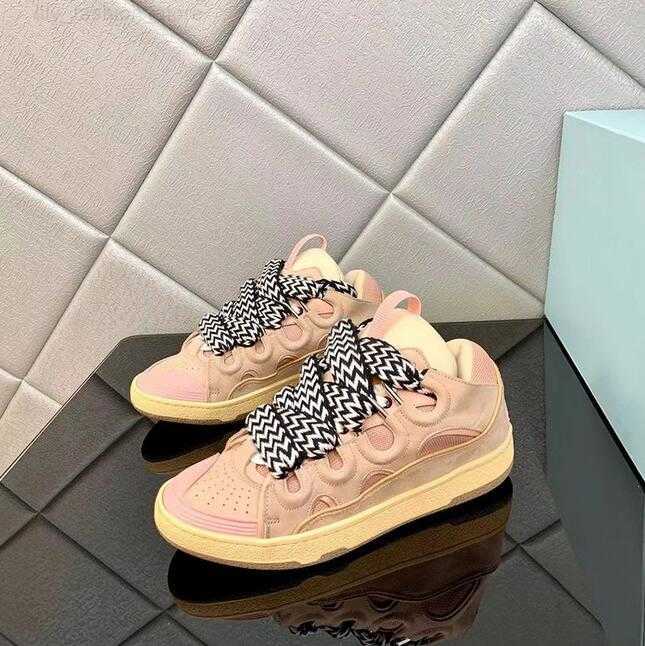 

Designer mesh woven lace-up casual shoes style 90' s extraordinary embossed leather curb sneakers men's and women's Napa rubber sole lanving ., Ivory