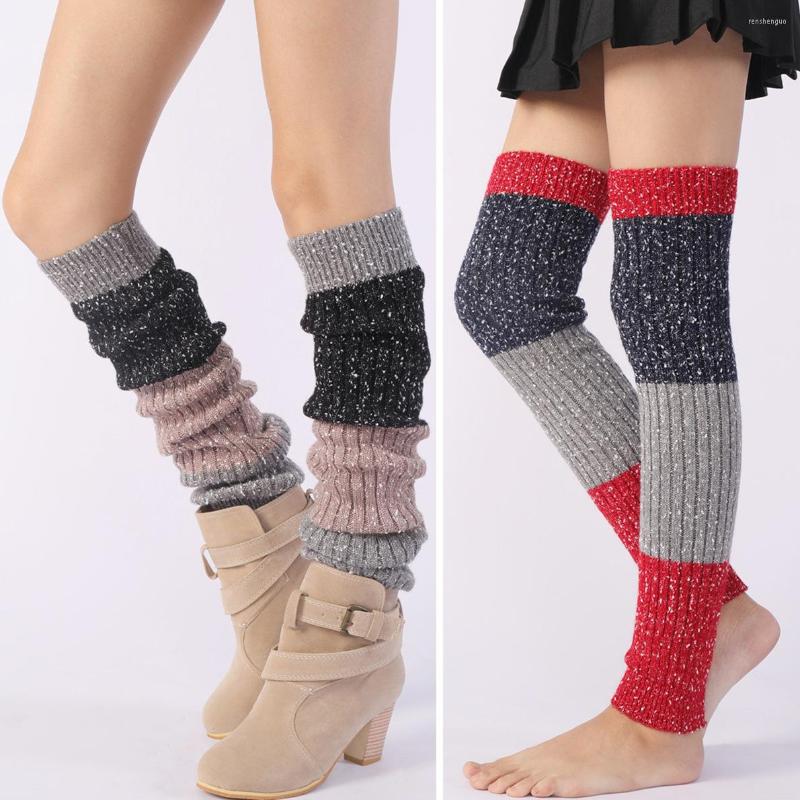 

Women Socks Thickened Lengthened Knee Pads Women's Knitted Autumn Winter Wool Cashmere Boots Long Tube Knee-length Pile Yoga, Black